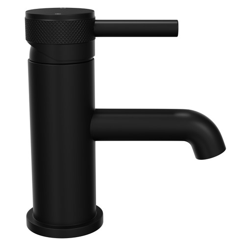 Colore Round Matt Black Mono Basin Mixer with Half Knurled Tap Head Side View