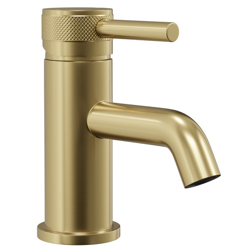 Colore Round Brushed Brass Mini Mono Basin Mixer with Half Knurled Tap Head Left Hand View
