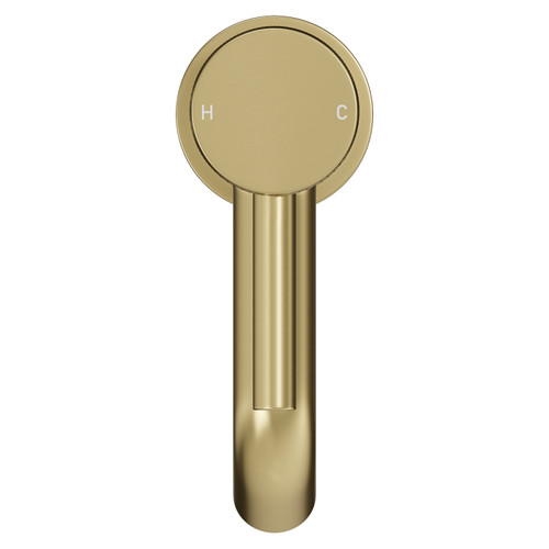 Colore Round Brushed Brass Mini Mono Basin Mixer with Half Knurled Tap Head Top View