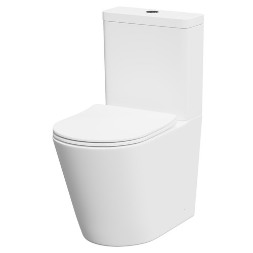 Colore Matt White Closed Coupled Toilet with Soft Close Toilet Seat Right Hand Side View