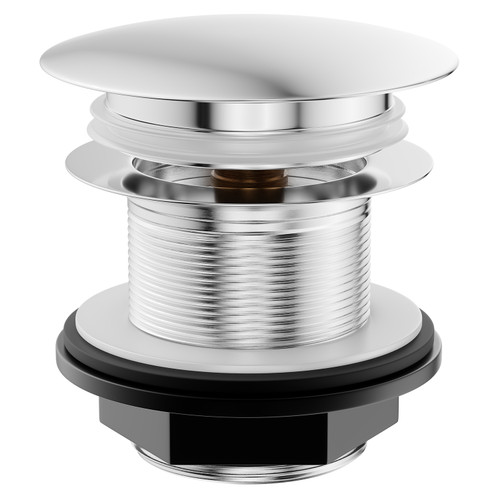 Polished Chrome Push Button Bath Waste without Overflow Front View