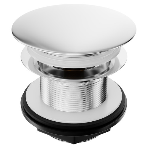 Polished Chrome Push Button Bath Waste without Overflow Side View