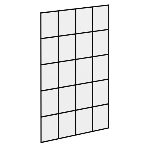 Pacco 8mm Clear with Black Printed Crittall Frame 1950mm x 1200mm Walk In Shower Glass Left Hand View