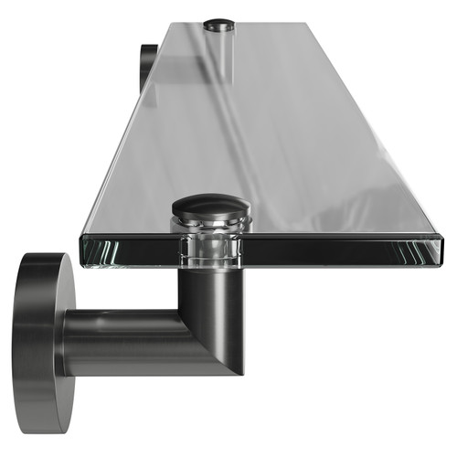 Colore Orbit Gunmetal Grey and Glass 600mm Wall Mounted Vanity Shelf Side View