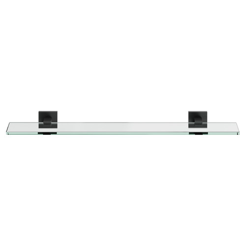 Colore Vector Matt Black and Glass 600mm Wall Mounted Vanity Shelf Front View