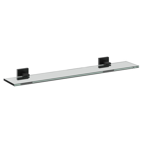 Colore Vector Matt Black and Glass 600mm Wall Mounted Vanity Shelf Left Hand View