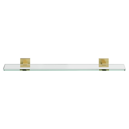 Colore Vector Brushed Brass and Glass 600mm Wall Mounted Vanity Shelf Front View