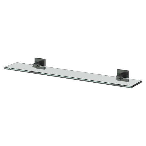 Colore Vector Gunmetal Grey and Glass 600mm Wall Mounted Vanity Shelf Right Hand View