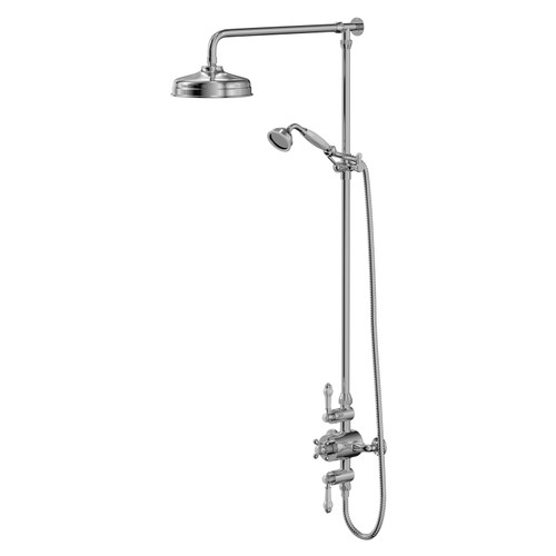 Windsor Traditional Polished Chrome Thermostatic Shower Bar Valve and Rigid Riser Kit with Diverter Right Hand View