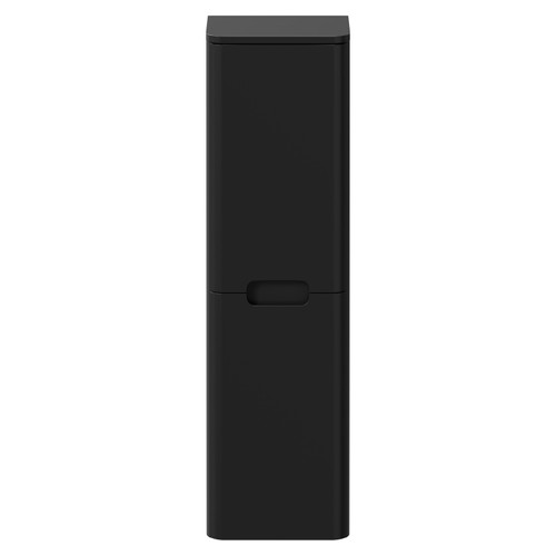 Carlo Matt Black 350mm x 1235mm Wall Mounted Tall Storage Unit with 2 Doors Front View