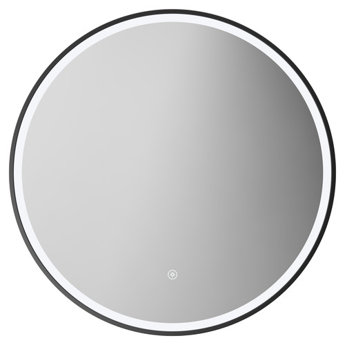 Colore Ozark Matt Black 600mm Round Illuminated Dimmable LED Mirror with Demister and Touch Sensor Front View