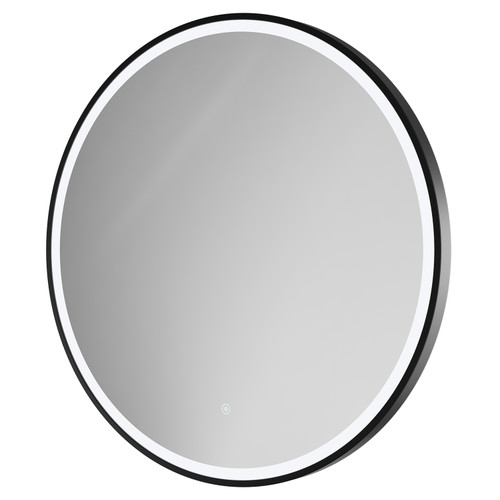 Colore Ozark Matt Black 800mm Round Illuminated Dimmable LED Mirror with Demister and Touch Sensor Right Hand View