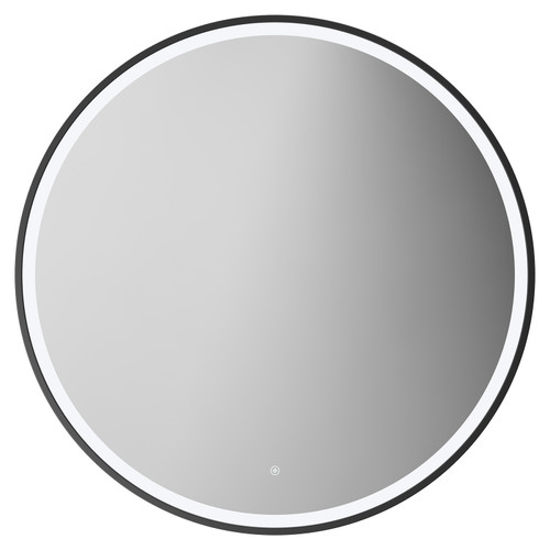 Colore Ozark Matt Black 1000mm Round Illuminated Dimmable LED Mirror with Demister and Touch Sensor Front View