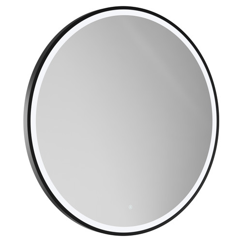 Colore Ozark Matt Black 1000mm Round Illuminated Dimmable LED Mirror with Demister and Touch Sensor Left Hand View