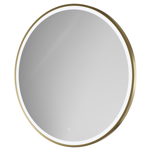 Colore Ozark Brushed Brass 1000mm Round Illuminated Dimmable LED Mirror with Demister and Touch Sensor Right Hand View