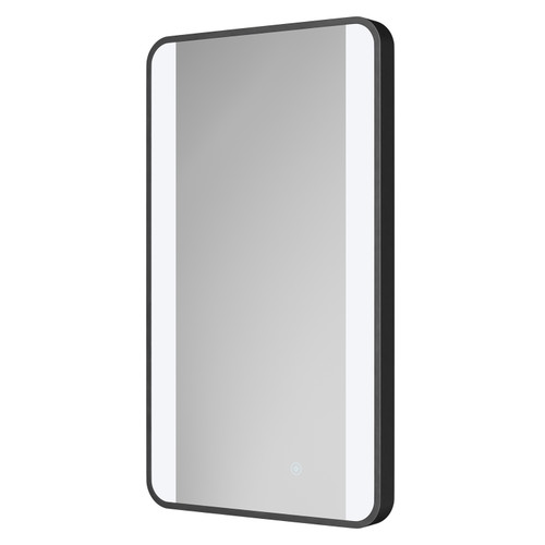 Colore Wade Matt Black 400mm x 700mm Illuminated Dimmable LED Mirror with Demister and Touch Sensor Right Hand View