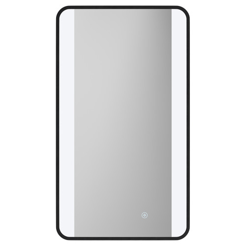 Colore Wade Matt Black 400mm x 700mm Illuminated Dimmable LED Mirror with Demister and Touch Sensor Front View