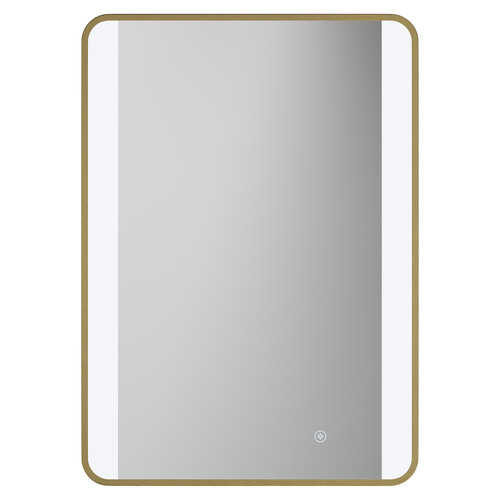Colore Wade Brushed Brass 500mm x 700mm Illuminated Dimmable LED Mirror with Demister and Touch Sensor Front View
