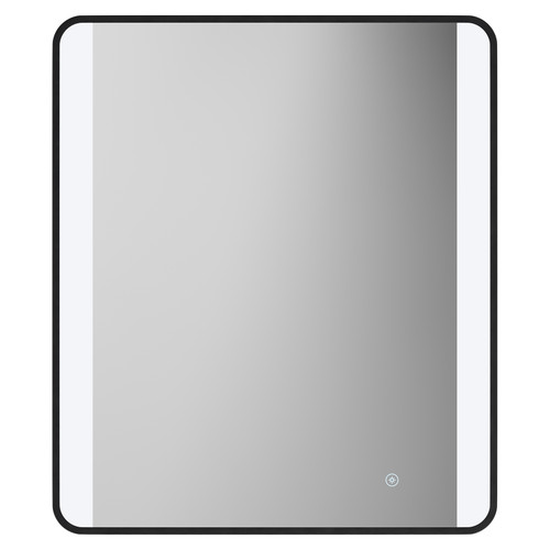 Colore Wade Matt Black 600mm x 800mm Illuminated Dimmable LED Mirror with Demister and Touch Sensor Front View