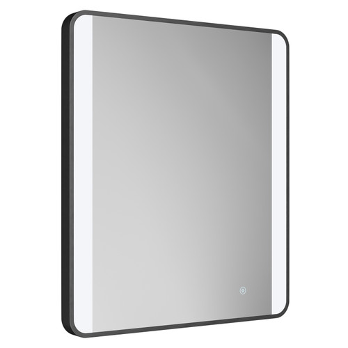 Colore Wade Matt Black 600mm x 800mm Illuminated Dimmable LED Mirror with Demister and Touch Sensor Left Hand View