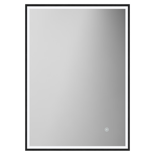 Colore Madison Matt Black 500mm x 700mm Illuminated Dimmable LED Mirror with Demister and Touch Sensor Front View