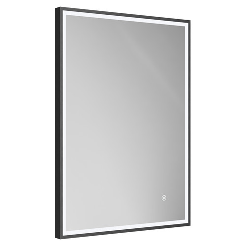 Colore Madison Matt Black 500mm x 700mm Illuminated Dimmable LED Mirror with Demister and Touch Sensor Left Hand View