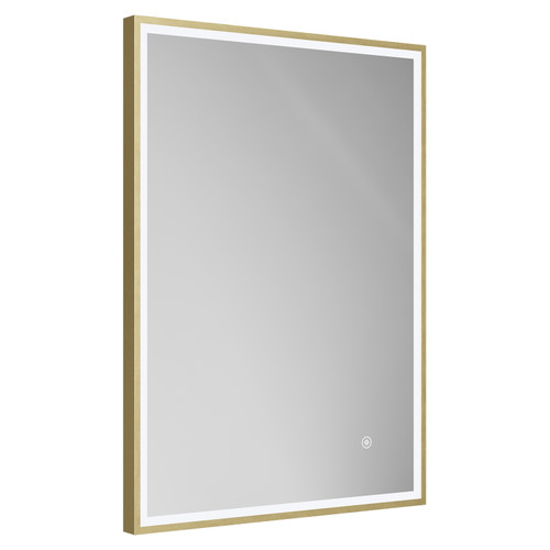 Colore Madison Brushed Brass 500mm x 700mm Illuminated Dimmable LED Mirror with Demister and Touch Sensor Left Hand View