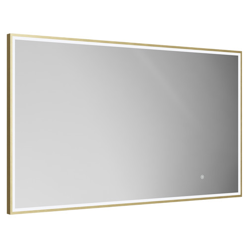 Colore Madison Brushed Brass 1200mm x 700mm Illuminated Dimmable LED Mirror with Demister and Touch Sensor Left Hand View