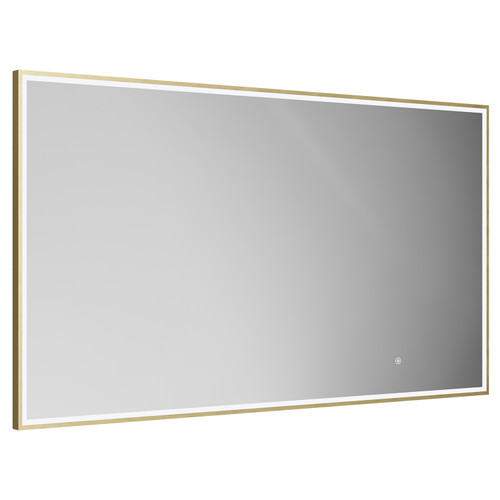 Colore Madison Brushed Brass 1400mm x 800mm Illuminated Dimmable LED Mirror with Demister and Touch Sensor Left Hand View