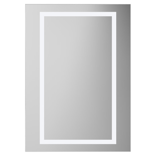 Quail 500mm x 700mm Single Door Illuminated LED Mirrored Cabinet with Demister and Infrared Sensor and Shaver Socket Front View