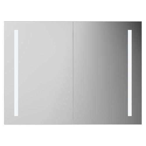 Quaker 800mm x 600mm 2 Door Illuminated LED Mirrored Cabinet with Demister and Infrared Sensor and Shaver Socket Front View