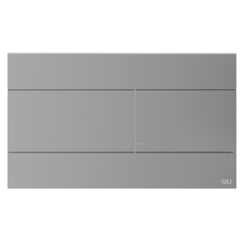 OLI Slim Polished Chrome 255mm Flush Plate with Rectangular Push Buttons Front View