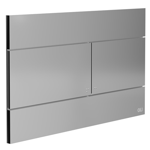 OLI Slim Polished Chrome 255mm Flush Plate with Rectangular Push Buttons Left Hand Side View