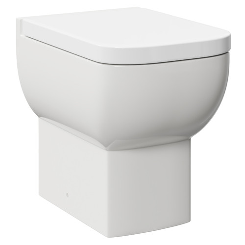 Alford 1600mm Steel Straight Single Ended Bathroom Suite including Matt Black Flush Plate Back to Wall Toilet and Metallic Slate Vanity Unit with Countertop Basin Toilet