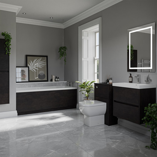 Barton 1700mm x 700mm Slim Edge Straight Single Ended Bathroom Suite including Metallic Slate Furniture Set with Slim Edge Basin Roomset