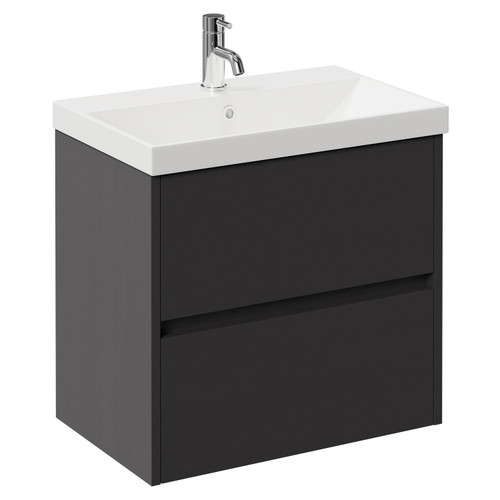 Barton 1700mm x 700mm Slim Edge Straight Double Ended Bathroom Suite including Graphite Grey Furniture Set with Slim Edge Basin Basin and Vanity Unit
