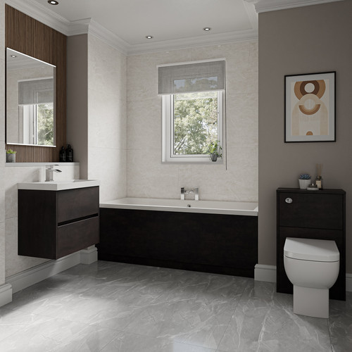 Barton 1700mm x 700mm Slim Edge Straight Double Ended Bathroom Suite including Metallic Slate Furniture Set with Slim Edge Basin Roomset