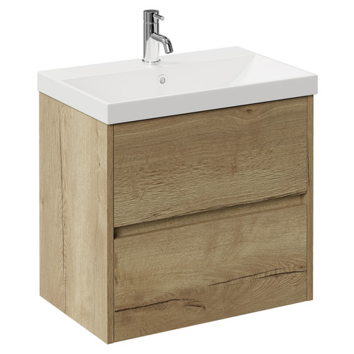 Barton 1800mm x 800mm Slim Edge Straight Double Ended Bathroom Suite including Autumn Oak Furniture Set with Slim Edge Basin Basin and Vanity Unit