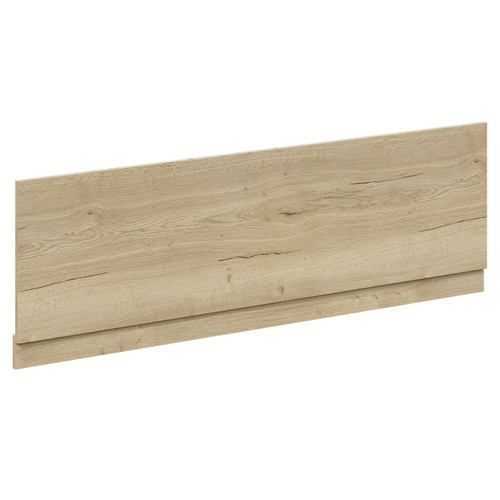 Kendel 1700mm x 700mm Straight Single Ended Bathroom Suite including Autumn Oak Furniture Set with Slim Edge Basin Bath Panel