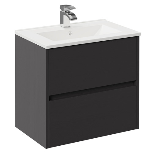 Dean 1700mm x 750mm Straight Double Ended Bathroom Suite including Graphite Grey Furniture Set with Minimalist Basin Basin and Vanity Unit