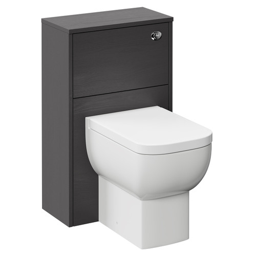 Dean 1700mm x 750mm Straight Double Ended Bathroom Suite including Graphite Grey Furniture Set with Minimalist Basin Toilet