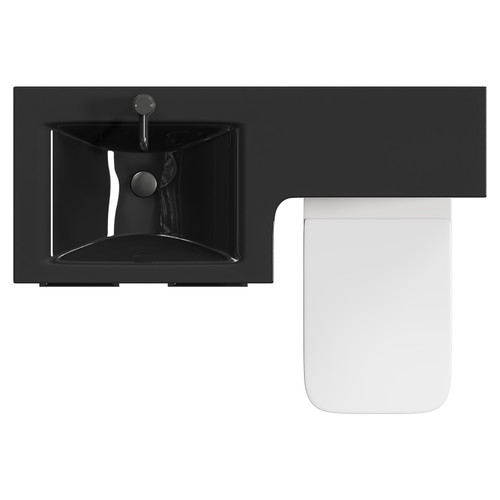 Venice Square Gloss Grey 1100mm Vanity Unit Toilet Suite with Left Hand Anthracite Glass 1 Tap Hole Basin and 2 Doors with Gunmetal Grey Handles Top View
