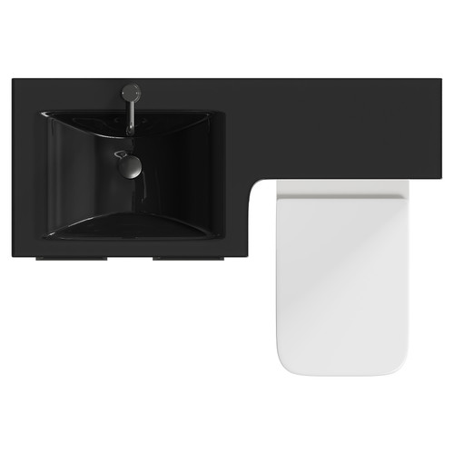 Venice Square Gloss Grey Pearl 1100mm Vanity Unit Toilet Suite with Left Hand Anthracite Glass 1 Tap Hole Basin and 2 Doors with Gunmetal Grey Handles Top View