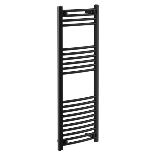 Colore Marco Matt Black 1200mm x 500mm Curved Heated Towel Rail Left Hand View