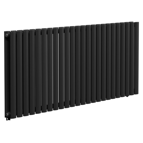 Colore Boone Matt Black 600mm x 1440mm Horizontal Double Panel Radiator Left Hand View