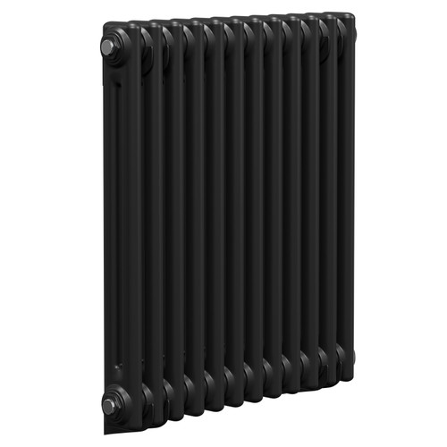 Colore Colosseum Matt Black 600mm x 548mm Double Panel Radiator Left Hand View