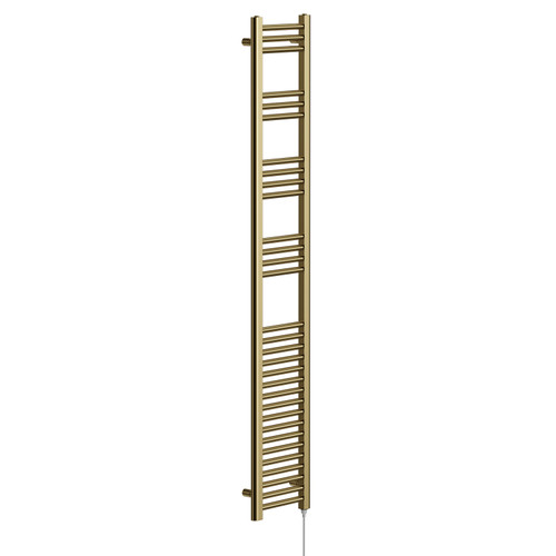 Colore Pizarro Brushed Brass 1800mm x 300mm Straight Electric Heated Towel Rail Left Hand View Colore Pizarro Brushed Brass 1800mm x 300mm Straight Electric Heated Towel Rail Left Hand View