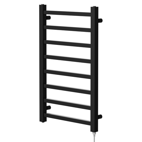 Colore Blaine Matt Black 800mm x 500mm Straight Electric Heated Towel Rail Right Hand View