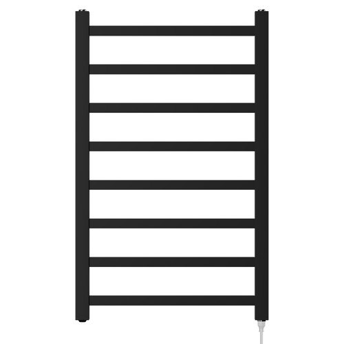 Colore Blaine Matt Black 800mm x 500mm Straight Electric Heated Towel Rail Front View Colore Blaine Matt Black 800mm x 500mm Straight Electric Heated Towel Rail Front View