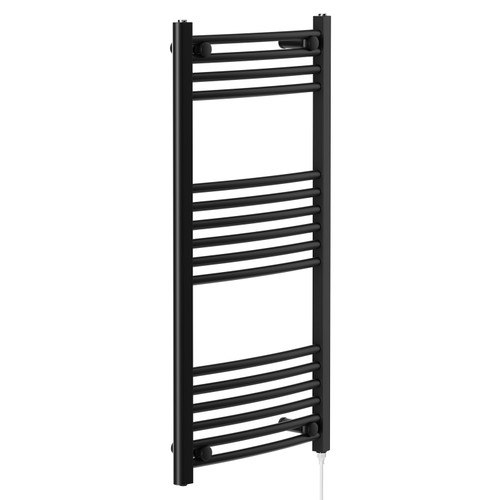 Colore Marco Matt Black 1000mm x 500mm Electric Heated Towel Rail Left Hand View Colore Marco Matt Black 1000mm x 500mm Electric Heated Towel Rail Left Hand View